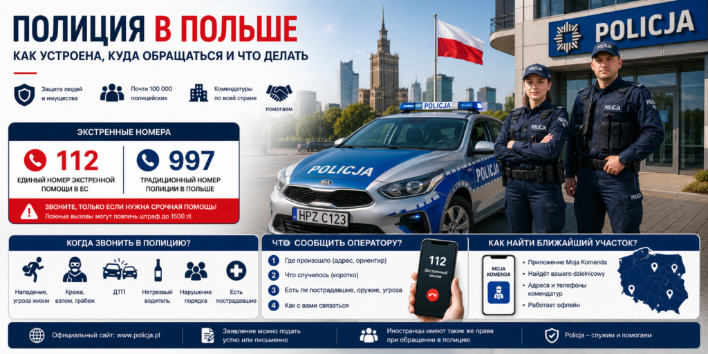 Полиция Польши: как вызвать, куда обращаться и что нужно знать иностранцу