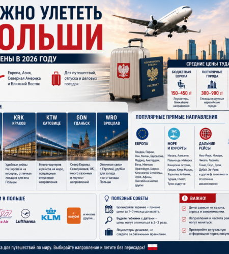 Куда можно улететь из Польши прямым рейсом : направления и средние цены
