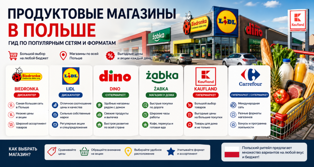 Продуктовые магазины Польши: где покупать продукты и какие сети самые популярные
