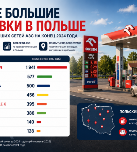 Самые большие сети АЗС в Польше: какие компании лидируют по числу заправок